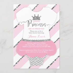 Little Princesses Baby Shower Invite, Faux Glitter Invitation