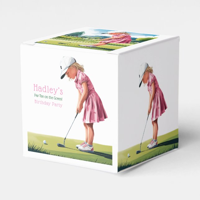 Little Pro In Pink: Birthday on the Green  Favour Box (Front Side)