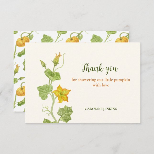 little pumkin botanical  thank you card (Front/Back)