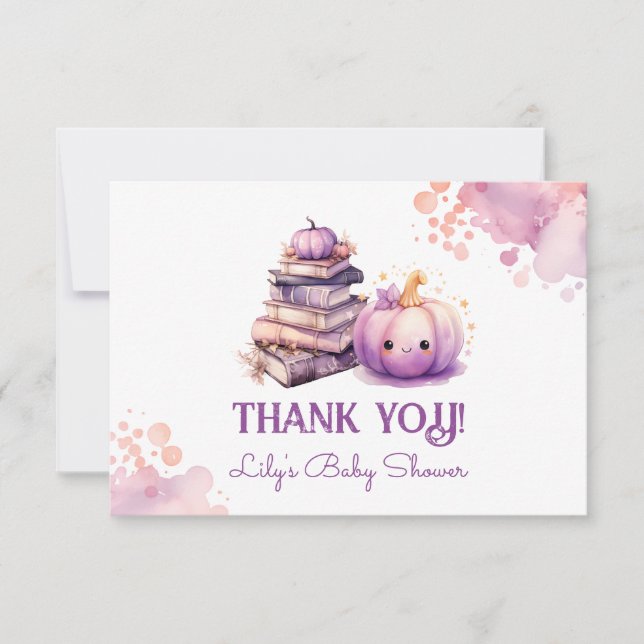 Little pumkin halloween baby shower thank you card (Front)