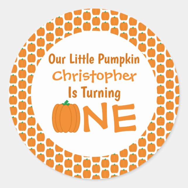 Little Pumpkin 1st Birthday Classic Round Sticker (Front)