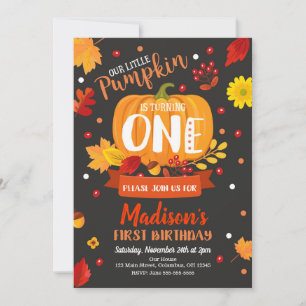 Little Pumpkin 1st  Birthday Invitation