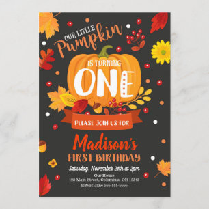 Little Pumpkin 1st Birthday Invitation