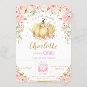 Little Pumpkin 1st Birthday Invitation