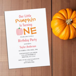 Little Pumpkin 1st Birthday Invitation