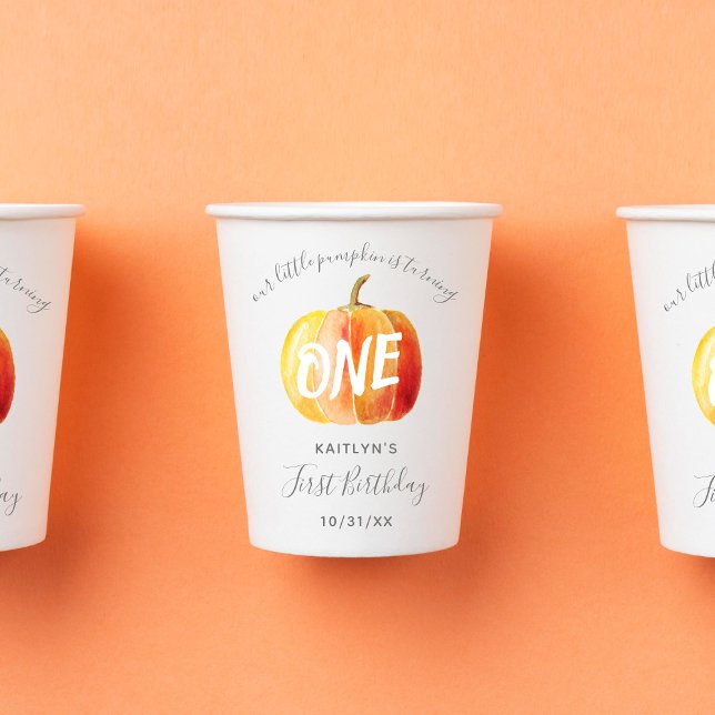 Little Pumpkin 1st Birthday Paper Cups (Creator Uploaded)