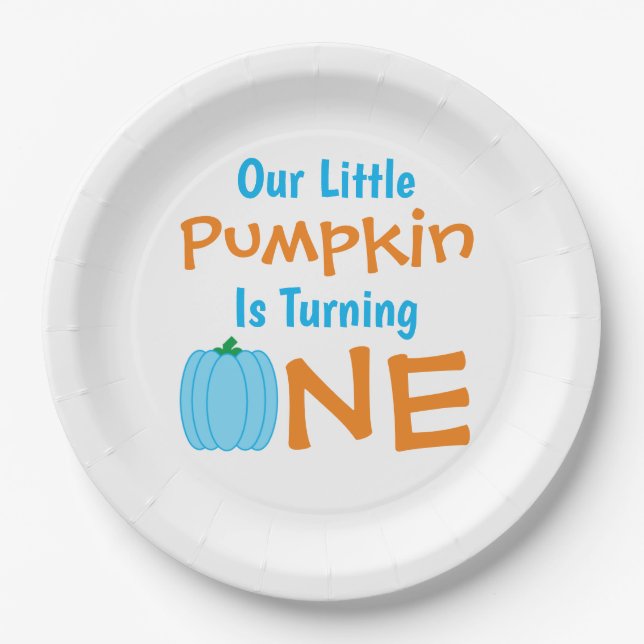 Little Pumpkin 1st Birthday Paper Plate (Front)