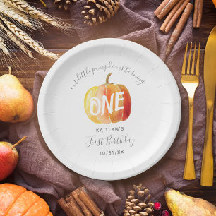 Little Pumpkin 1st Birthday Paper Plate