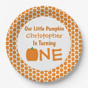 Little Pumpkin 1st Birthday Paper Plate