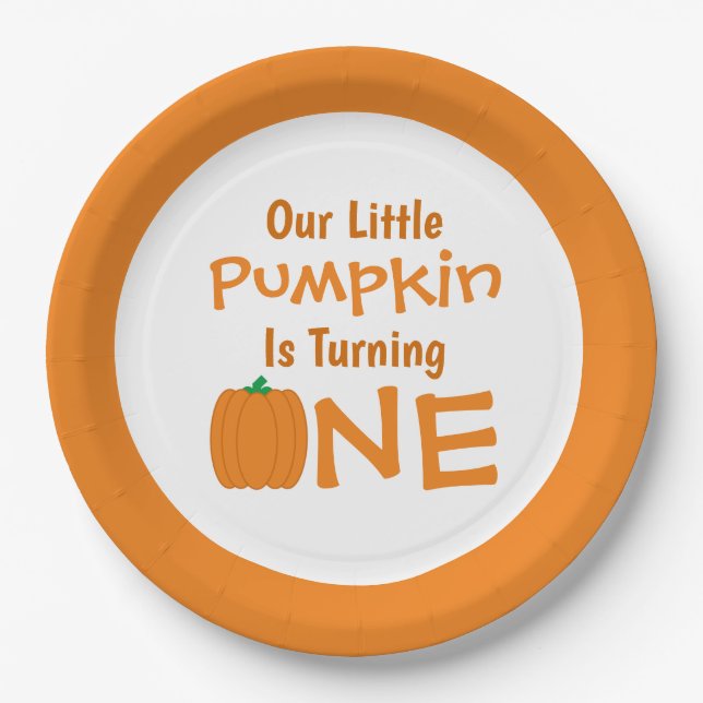 Little Pumpkin 1st Birthday Paper Plate (Front)