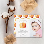 Little Pumpkin 1st Birthday Photo Thank You Card<br><div class="desc">Say thank you in style with these trendy birthday photo thank you cards. The template photo & wording is easy to personalise and your family and friends will be thrilled when they receive these fabulous thank yous.</div>