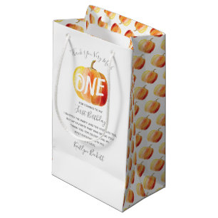 Little Pumpkin 1st Birthday Thank You Small Gift Bag