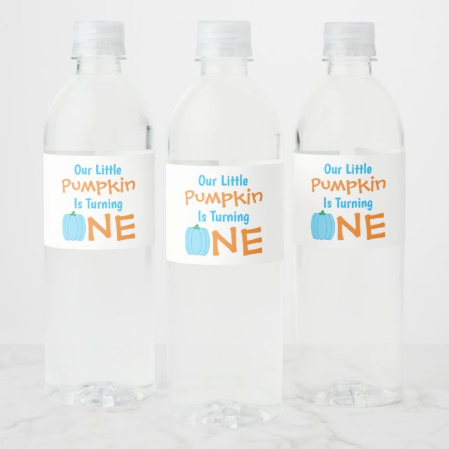 Little Pumpkin 1st Birthday Water Bottle Label (Bottles)