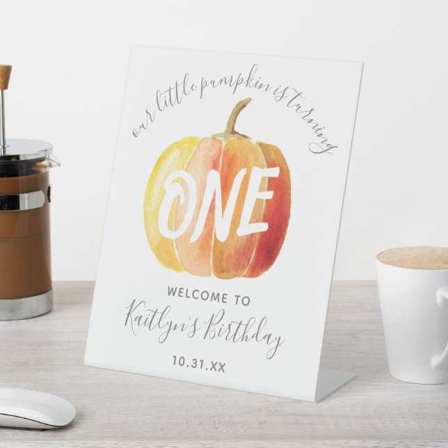 Little Pumpkin 1st Birthday Welcome Sign (In SItu)