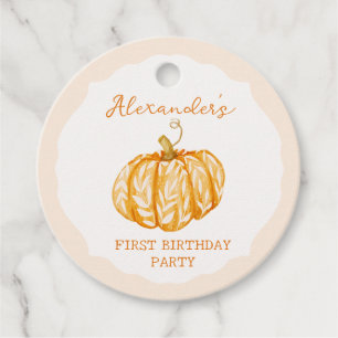 Little Pumpkin 1st Fall Autumn Birthday Party Favour Tags
