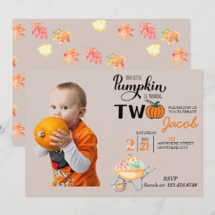 Little Pumpkin 2nd Birthday Kids Birthday Party In Invitation