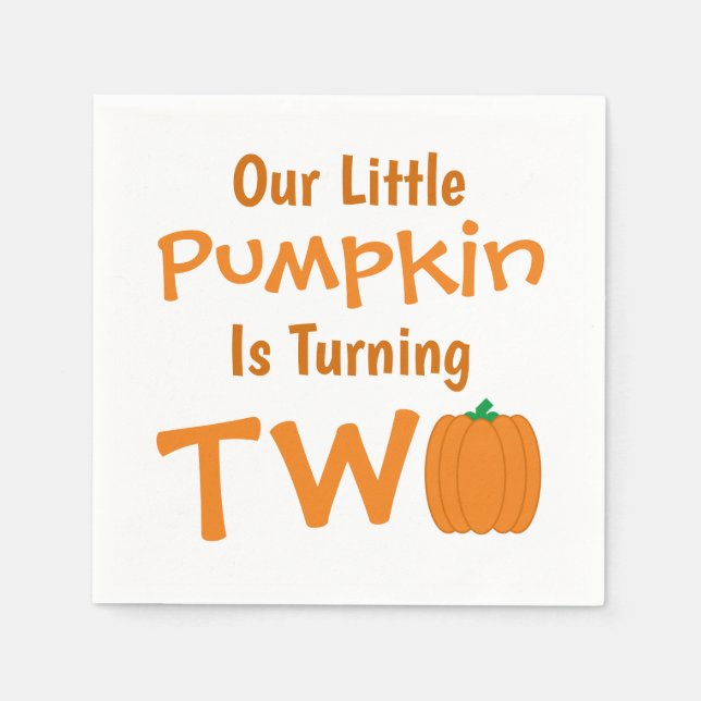 Little Pumpkin 2nd Birthday Napkin (Front)