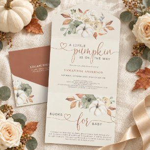 Little Pumpkin All-in-One Fall Floral Baby Shower All In One Invitation