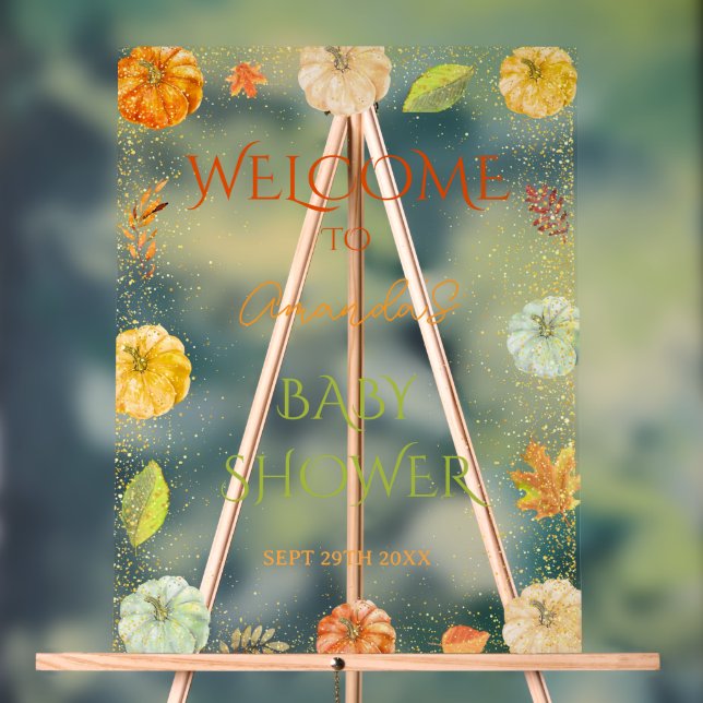 Little Pumpkin Autumn Baby Shower Welcome Sign (Neutral)