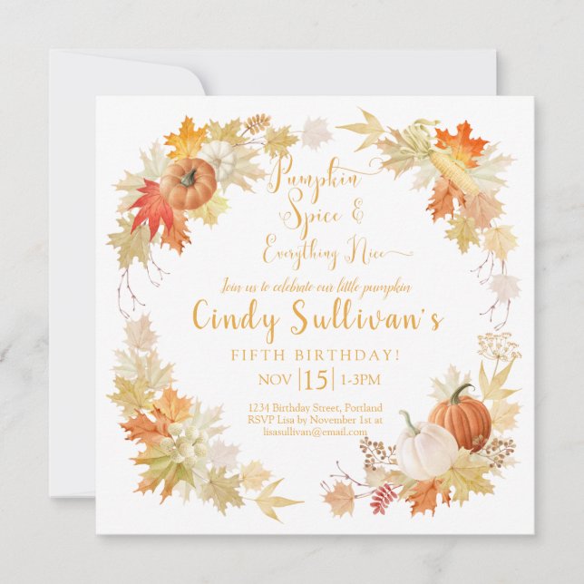 Little Pumpkin Autumn Birthday Party Invitation (Front)