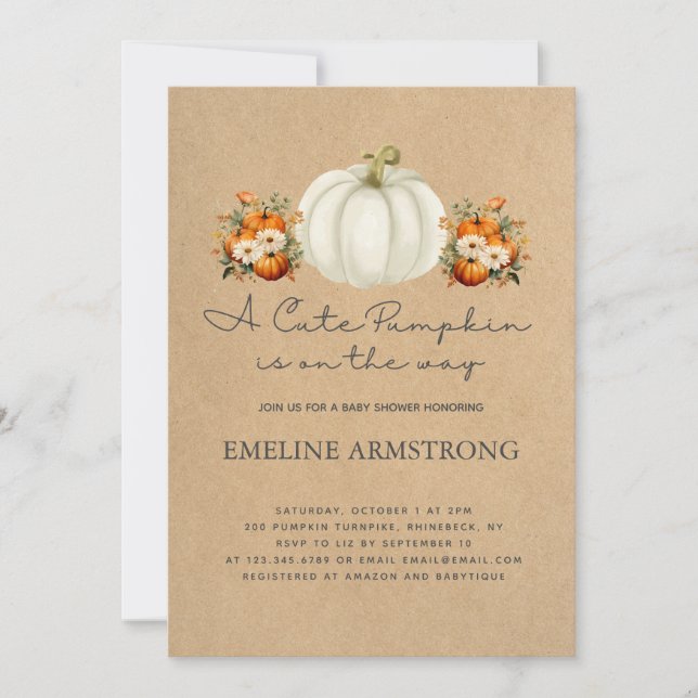 Little Pumpkin Autumn Country Fall Baby Shower Invitation (Front)