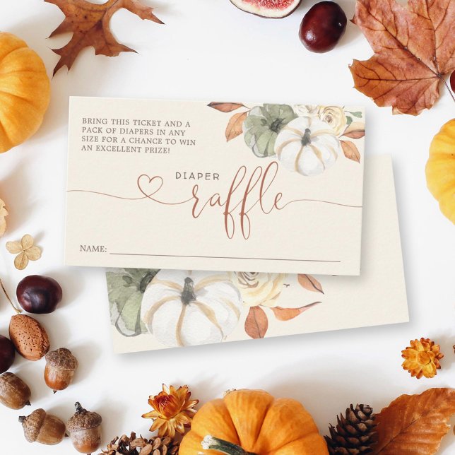 Little Pumpkin Autumn Diaper Raffle Baby Shower Enclosure Card (Enjoy this fun little game to bring some extra diapers along to this pumpkin themed baby shower.)