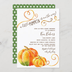 Little Pumpkin Autumn Fall Baby Shower Invitation