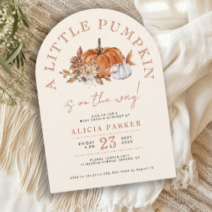 Little pumpkin autumn fall baby shower invitation