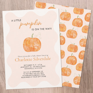Little Pumpkin Autumn Fall Baby Shower Invitation
