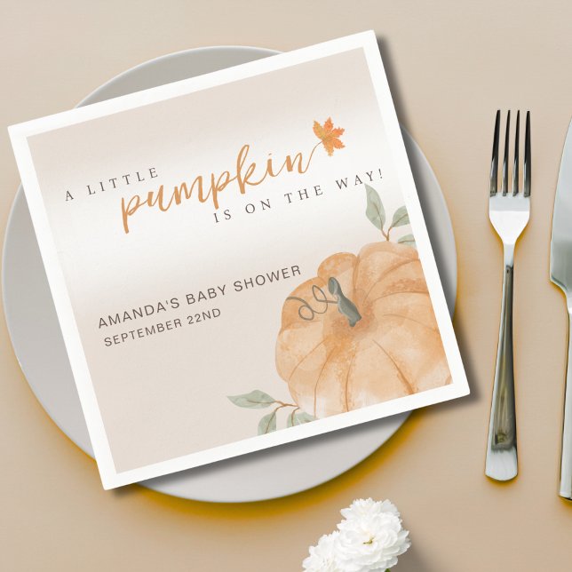  Little Pumpkin Autumn Fall Baby Shower  Napkin (Creator Uploaded)