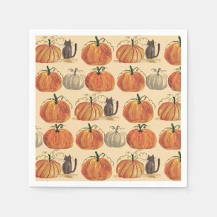 Little Pumpkin Autumn Fall Cat Baby Shower Napkin