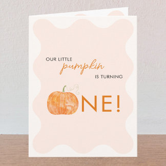 Little Pumpkin Autumn Fall First 1st Birthday Invitation