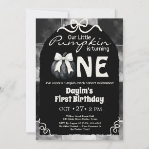 Little Pumpkin Autumn Fall First Birthday Invitation