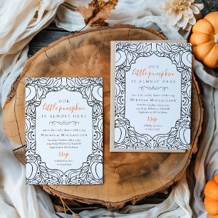 Little Pumpkin Autumn Fall Halloween Baby Shower Invitation