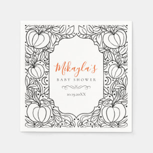 Little Pumpkin Autumn Fall Halloween Baby Shower Napkin