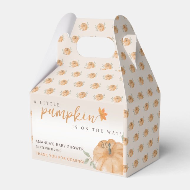 Little Pumpkin Autumn Fall Thank You Baby Shower  Favour Box (Front Side)