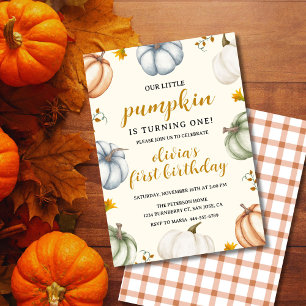 Little Pumpkin Autumn First Birthday  Invitation