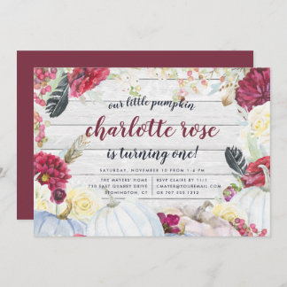 Little Pumpkin | Autumn Floral Birthday Party Invitation