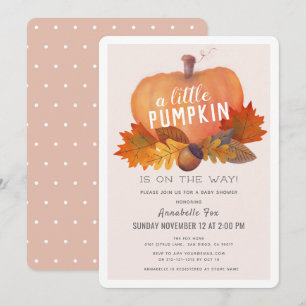 Little Pumpkin Autumn Leaves Baby Shower Invitation