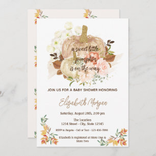 Little Pumpkin, Autumn Leaves Baby Shower  Invitation