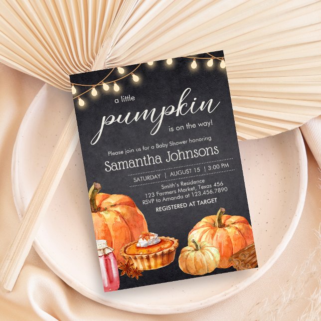 Little Pumpkin Autumn Picnic Baby Shower Invitation (Pumpkin Fall Baby Shower Invitation)