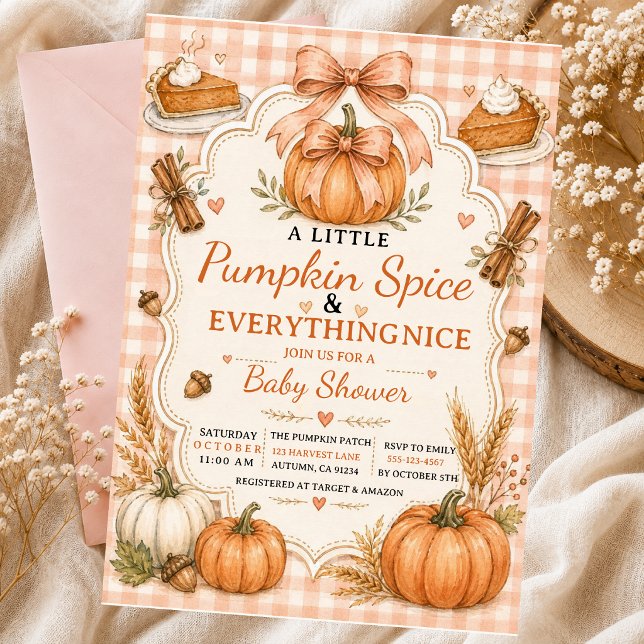 Little Pumpkin Autumn Sticks Cinnamon Pie bow  Invitation (Creator Uploaded)