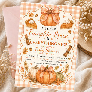 Little Pumpkin Autumn Sticks Cinnamon Pie bow Invitation