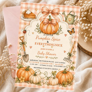Little Pumpkin Autumn Sticks Cinnamon Pie bow Invitation
