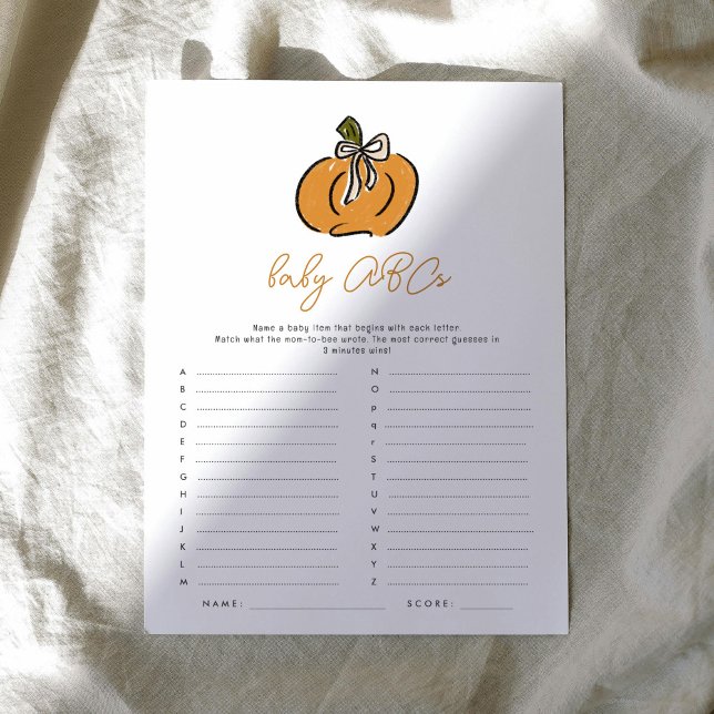 Little Pumpkin Baby ABCs Baby Shower Game  (Cute little pumpkin Baby Shower Baby ABCs game.)