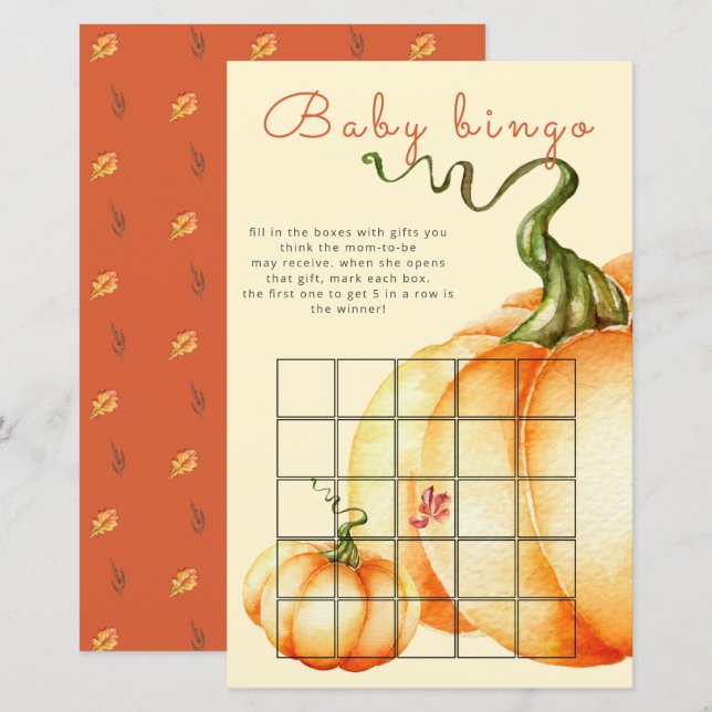  Little Pumpkin baby bingo game (Front/Back)
