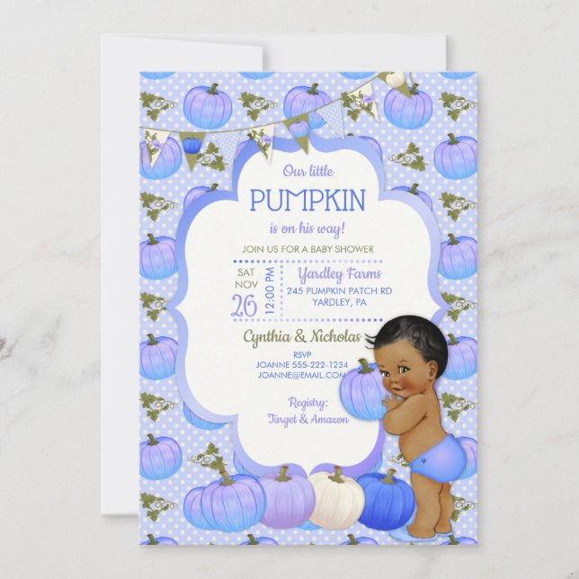 Little Pumpkin Baby Boy Shower Dark Tone Invitation (Front)