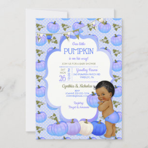 Little Pumpkin Baby Boy Shower Dark Tone Invitation