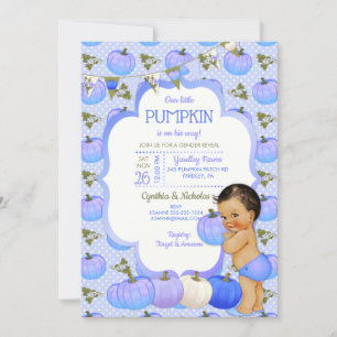 Little Pumpkin Baby Boy Shower Medium Brunette Invitation
