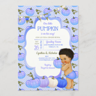 Little Pumpkin Baby Boy Shower Medium Curly Invitation